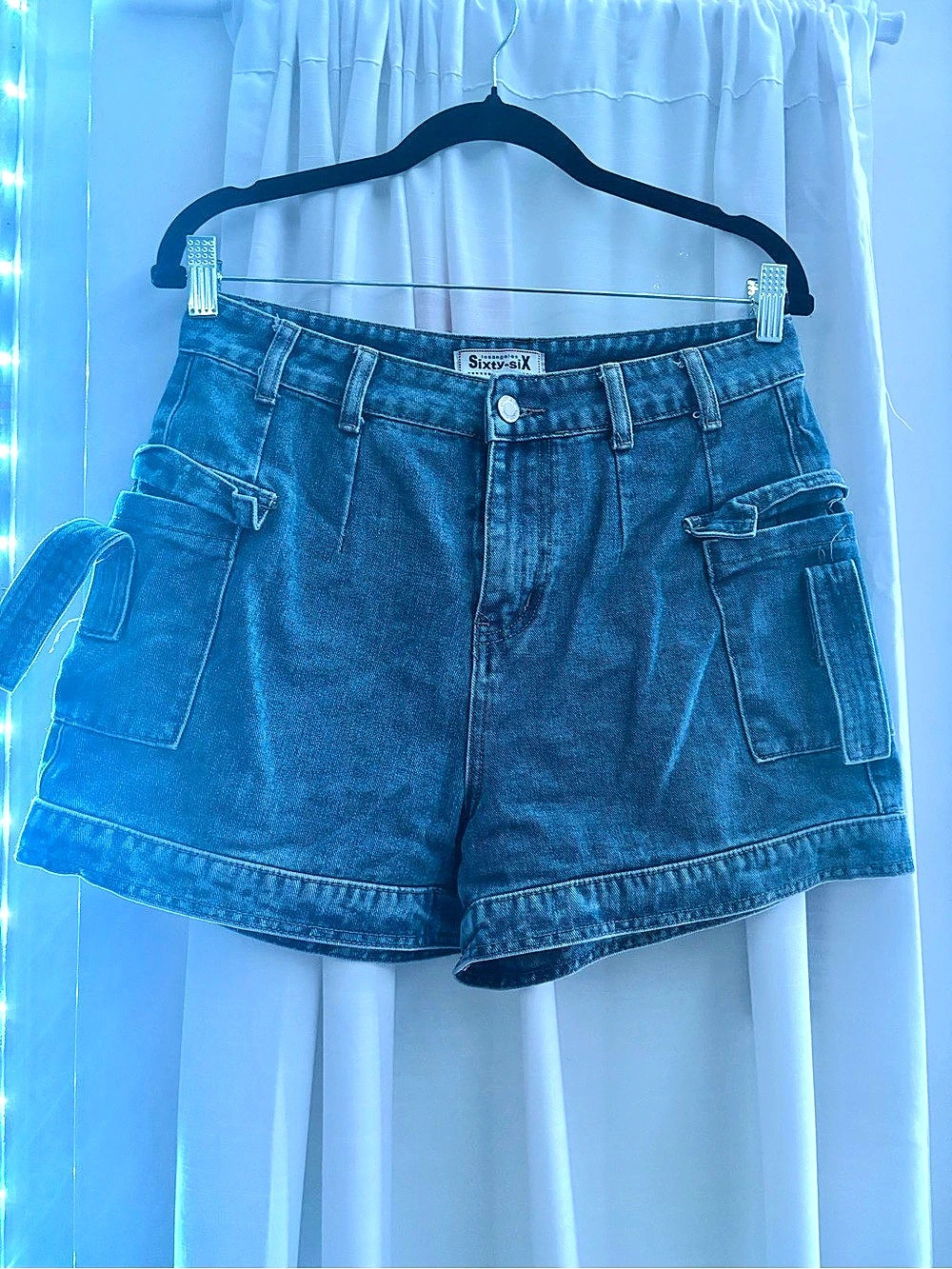 Sixty-SiX Cargo Denim Shorts Blue Waist 15 Like New